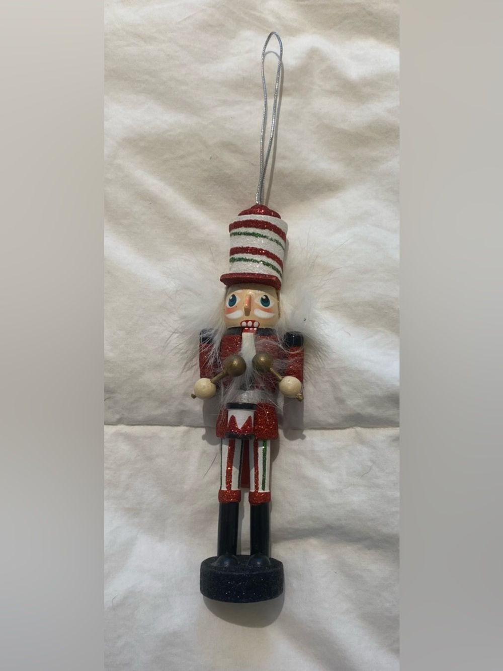 Holiday Nutcracker Ornament in Red, White & Green